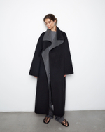 Пальто двухстороннее из шерсти Берберри серый/черный