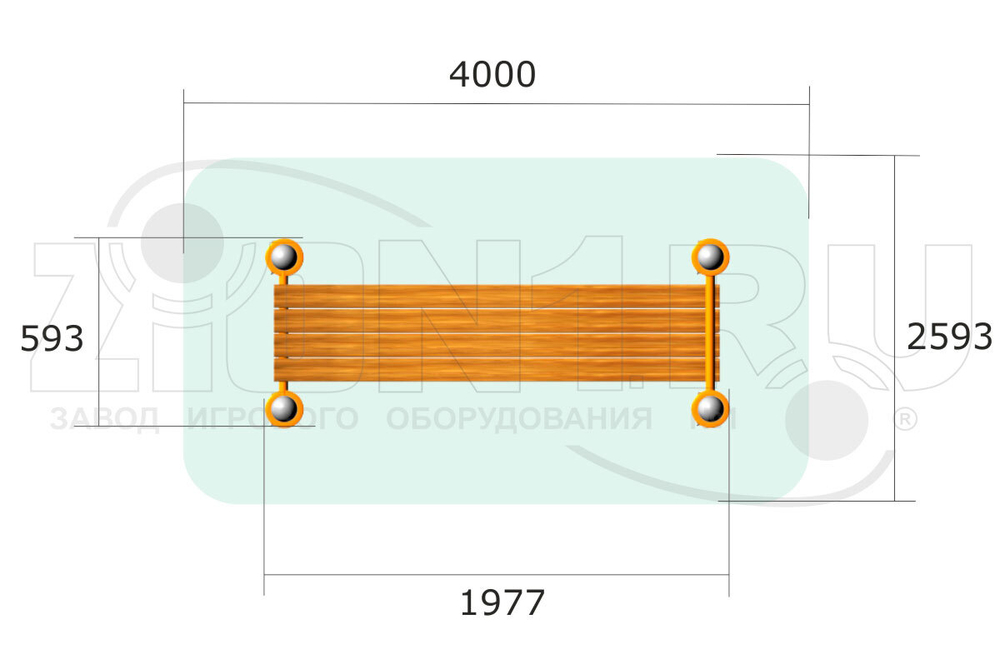 Скамейка для пресса наклонная БВА2000-М3 ВА012 для спортивных площадок