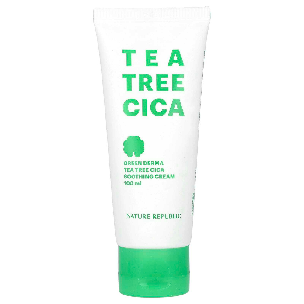 Nature Republic, Green Derma, чайное дерево и центелла, успокаивающий крем, 100 мл (3,38 жидк. унции)
