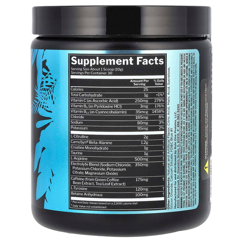 Rule One Proteins, Roar, Ferocious предтренировочный комплекс, со вкусом голубой малины, 300 г (10,58 унции)