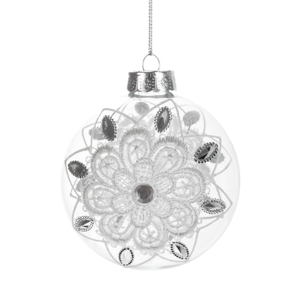 GAEM Украшение новогоднее Шар "Кружева" (блок 12), D 8 см, L8 W8 H8 см, 4в.