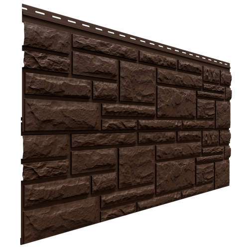 Фасадные панели (Цокольный Сайдинг) Доломит Rockvin Тёмно-коричневый