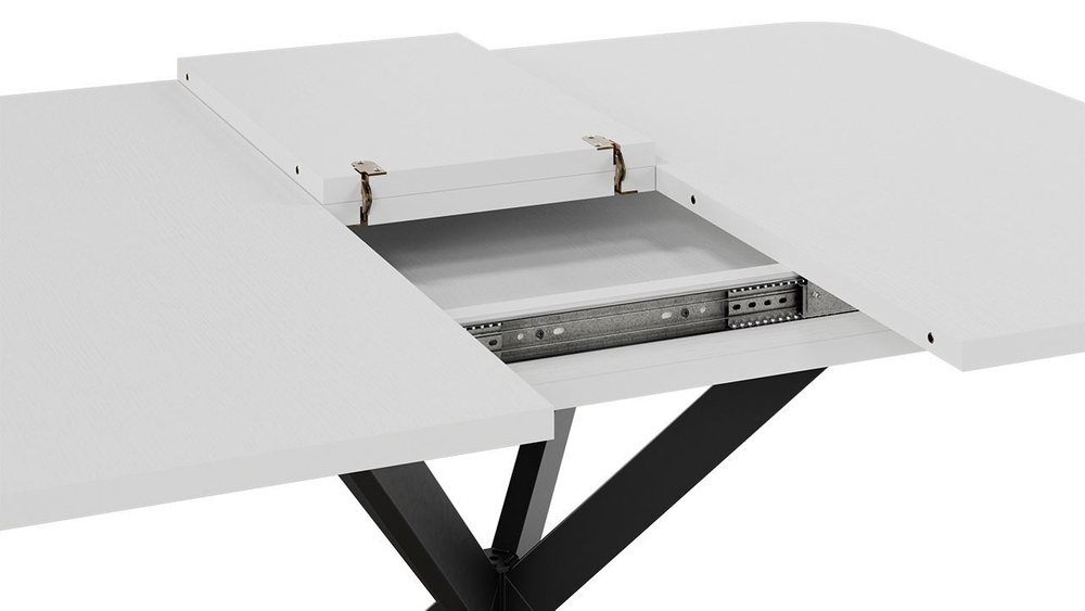 Стол кухонный обеденный раздвижной Черный муар Белый Лиссабон 100(131)х100х75 см