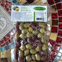 АССОРТИ ОЛИВОК (Y) ХАЛКИДИКИ, КАЛАМАТА с косточкой в оливковом масле, 200 гр., RAFOS OLIVEIRA