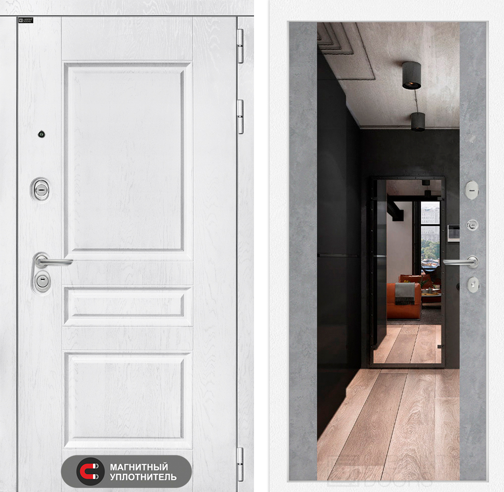 Дверь Входная Лабиринт VERSAL  С зеркалом Максимум Бетон светлый