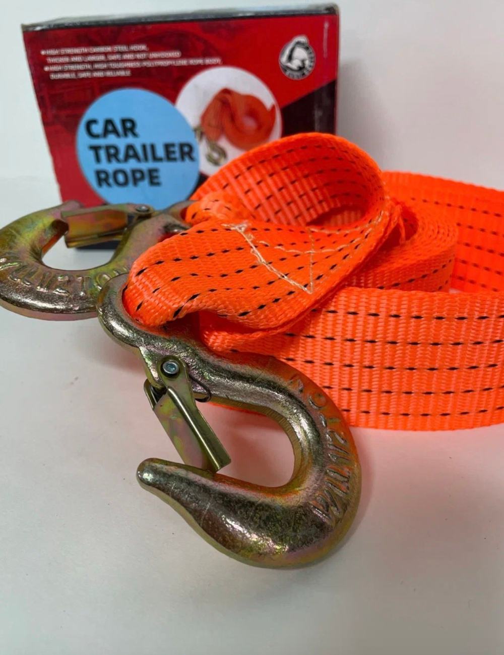 2Т-5М / Трос буксировочный для автомобиля, 2 тонны, длина 5 метров, с крюками, оранжевый, TG (1 шт.)