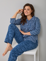 Пижама с брюками КБ-001/индиго-полоска