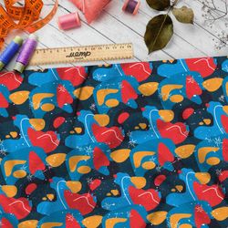 Ткань бифлекс контрастные узоры на чёрном фоне