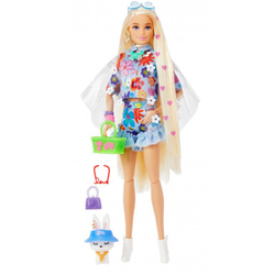 Barbie Extra - модная кукла и домашнее животное + аксессуары № 12 Цветочный набор Светлые волосы HDJ45