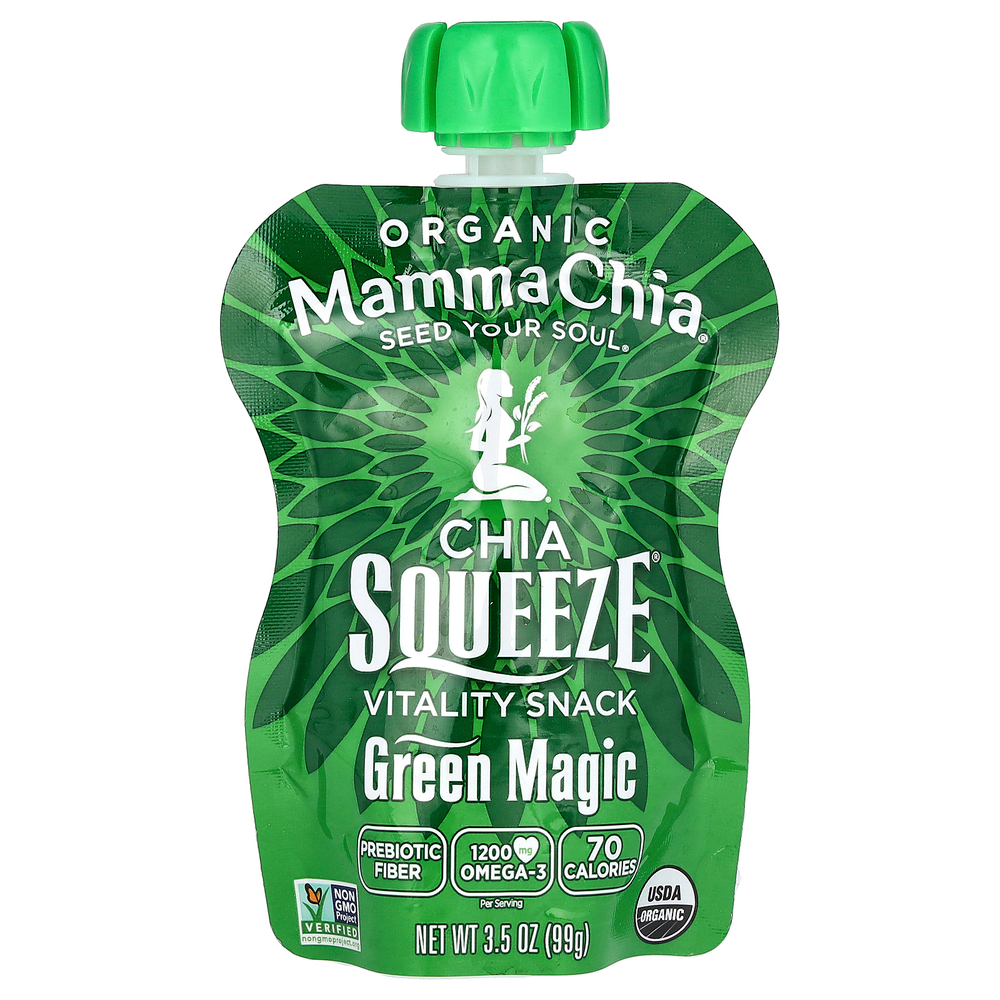 Mamma Chia, Organic Chia Squeeze, Vitality Snack, Green Magic, 8 порций, 99 г (3,5 унции)