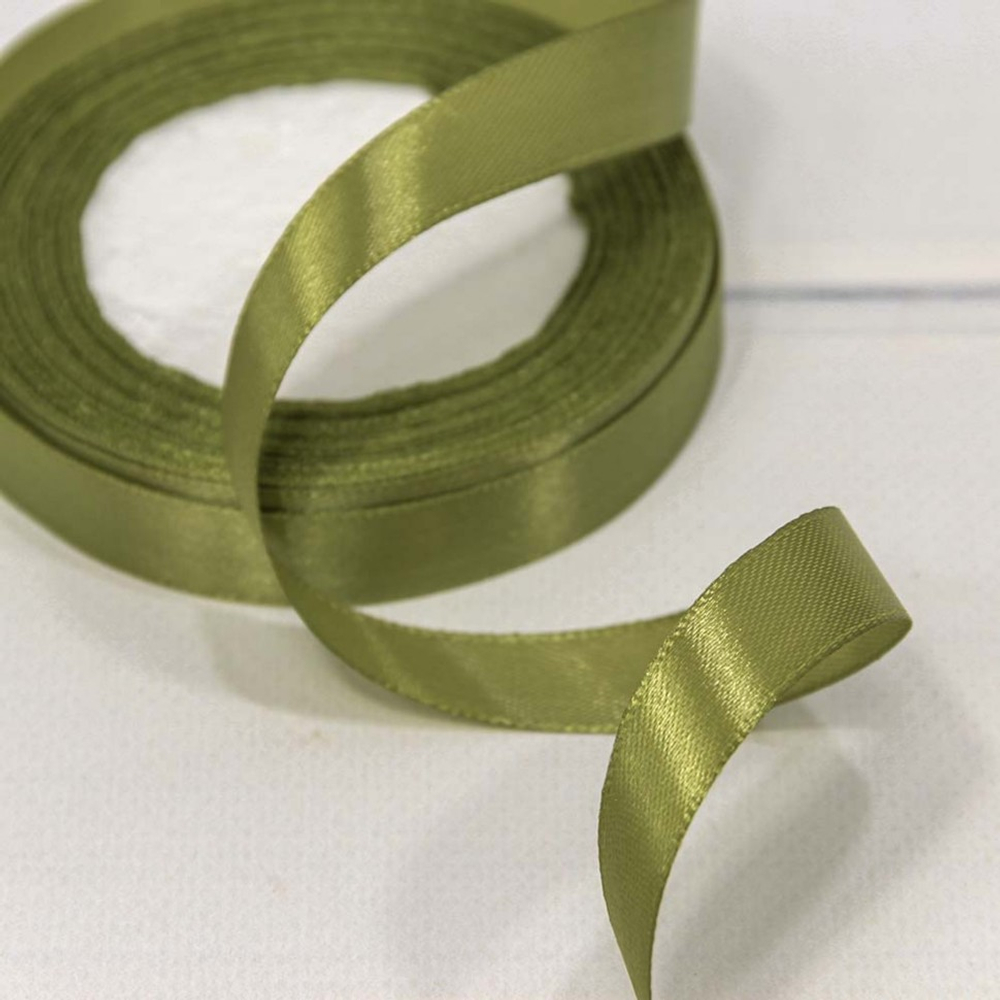 Лента Атласная 1,5см х 28м Сатин (Оливковый)