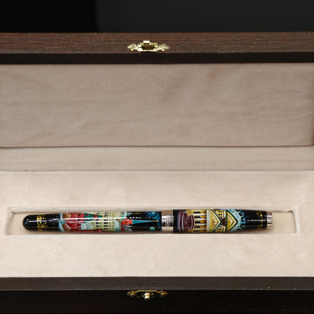 Коллекционная ручка роллер Parker Sonnet с колпачком "Москва" с ручной росписью в футляре