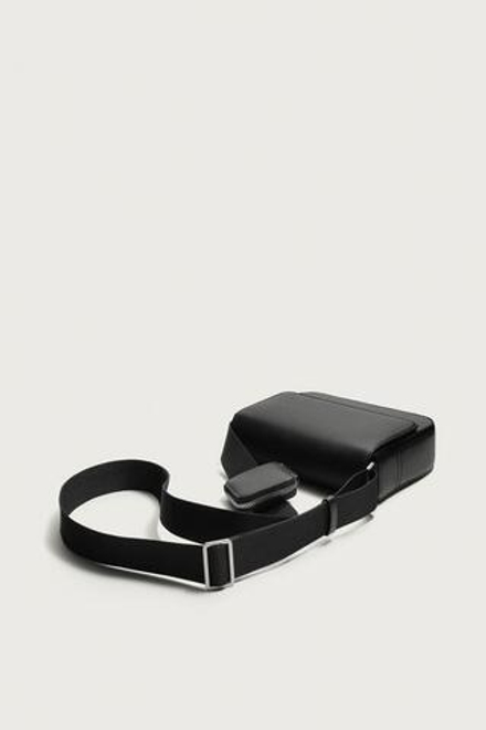 ZARA СУМКА С КЛАПАНОМ И ТЕКСТУРНОЙ ОТДЕЛКОЙ, ЧЕРНЫЙ