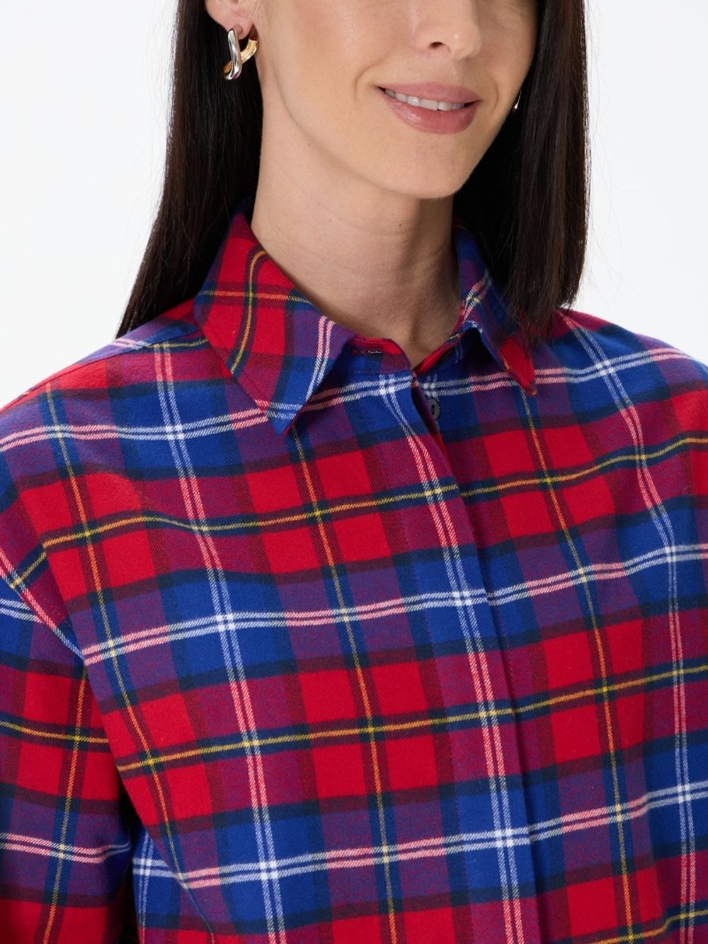 Рубашка Хельсинки красно-синяя клетка фланель