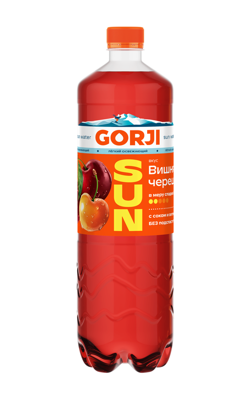 Вода газированная со вкусом Вишни Черешни GORJI SUN Горджи 1л, упаковка 6 шт.