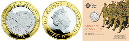 Великобритания 2 фунта, 2016 Первая Мировая война - Армия Великобритании