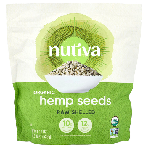 Nutiva, органические семена конопли, необработанные, 539 г (19 унций)