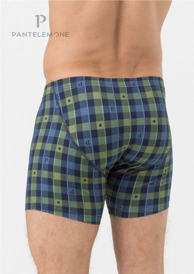 Трусы мужские боксеры удлинённые Pantelemone PMHL-1405, клетка оливковая