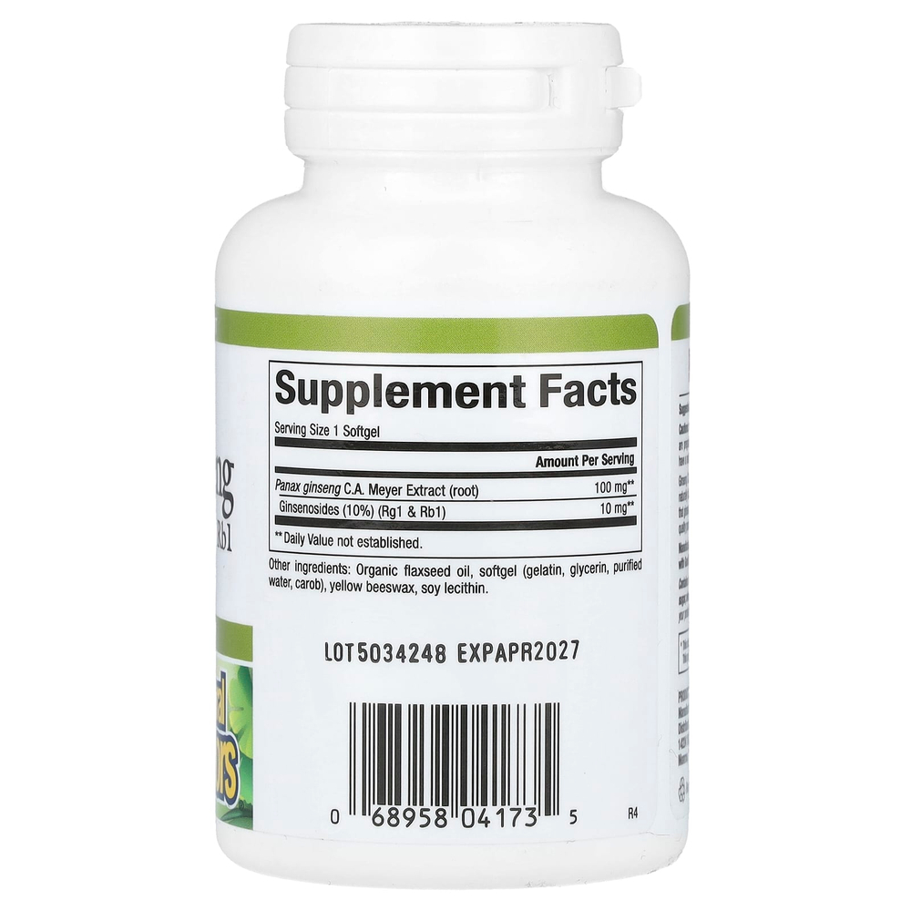 Natural Factors, HerbalFactors, женьшень обыкновенный, 100 мг, 60 мягких таблеток