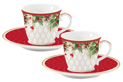 Набор чашек с блюдцами 2шт 80мл Easy Life Рождественские ягоды