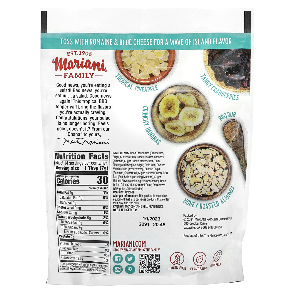 Mariani Dried Fruit, посыпка, со вкусом «Гавайское барбекю», 99 г (3,5 унции)