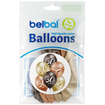 Шар латексный 35см Набор 6 шт Юбилей - 30 (Ассорти)