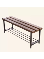 Скамейка с полкой для обуви, 80 см орех/антик