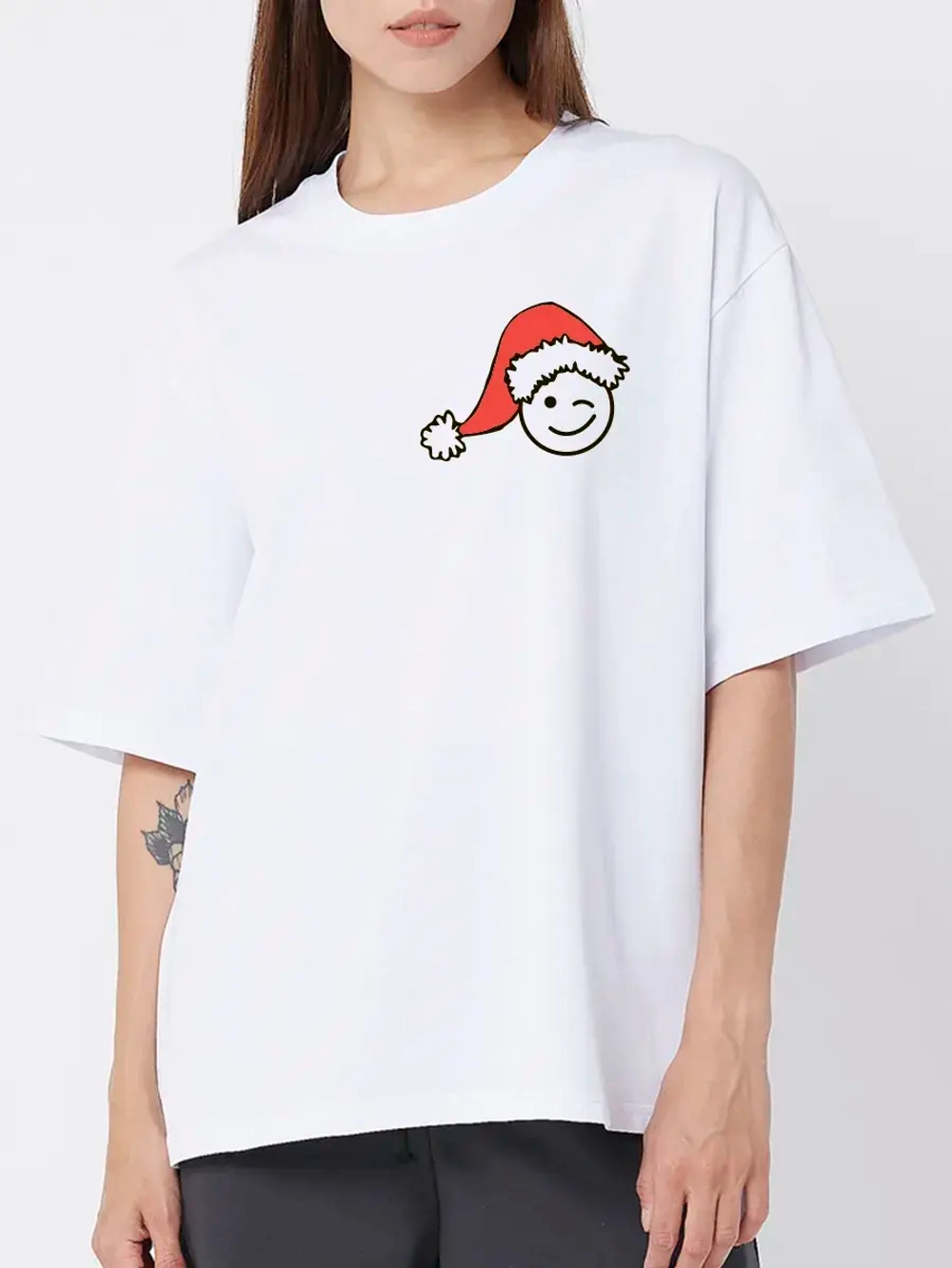 Футболка больших размеров с принтом снеговик