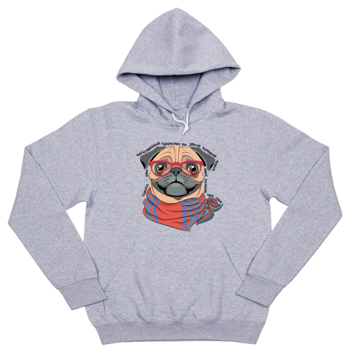 Толстовка "Мопс любит тебя больше себя"