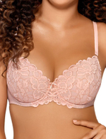 Бюстгальтер пуш-ап из кружевного полотна с люрексом (Размер: 90C) (Цвет: какао)