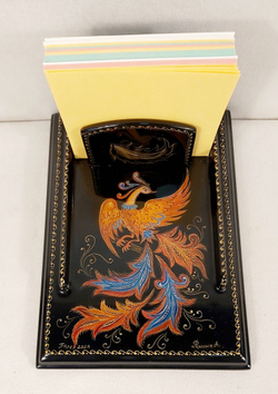 Подставка для блока для записей  ручной росписью Палех "Жар-птица"