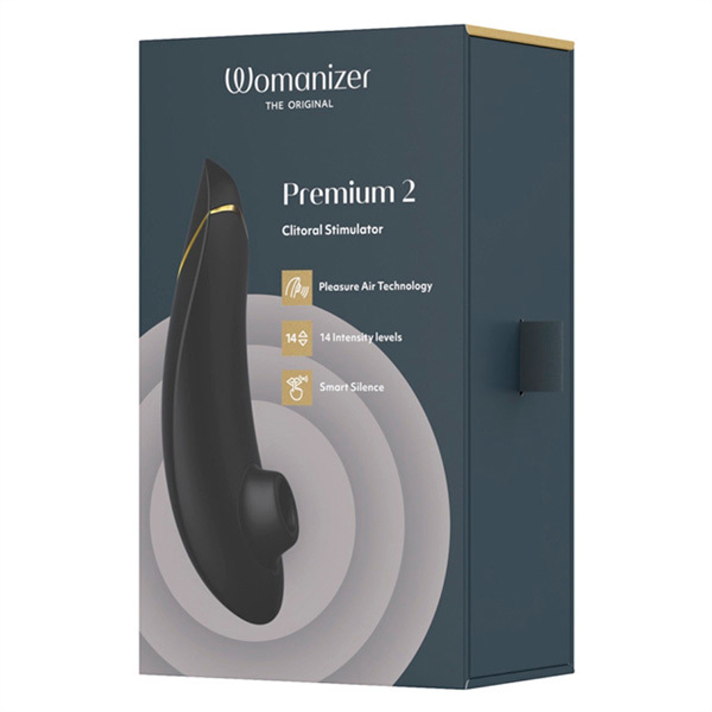 Черный вакуумно-волновой клиторальный стимулятор Womanizer Premium 2 Black WZ212SG9
