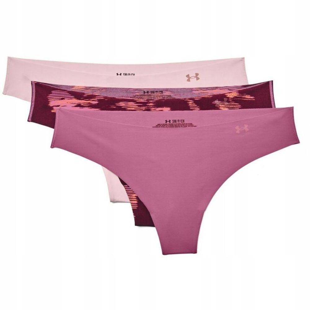 Женские трусики Under Armour PS Thong 3Pack с принтом - розовый/темно-вишневый