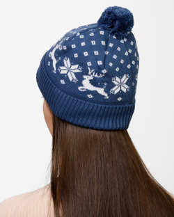 Женская шапка PRIVAL  с отворотом Скандинавия-7 Синий