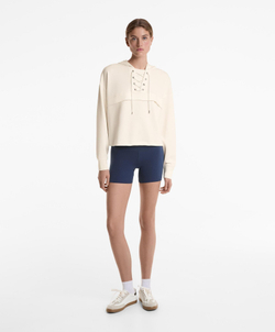 Oysho Толстовка мягкая на ощупь с перекрещивающимися шнурками и модалом, бежевый