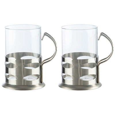 Набор стаканов 2шт 200мл в подстаканниках нерж "Boccale"