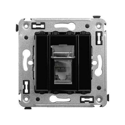 Компьютерная розетка RJ-45 в стену, кат.6А одинарная, "Avanti", "Черный квадрат"