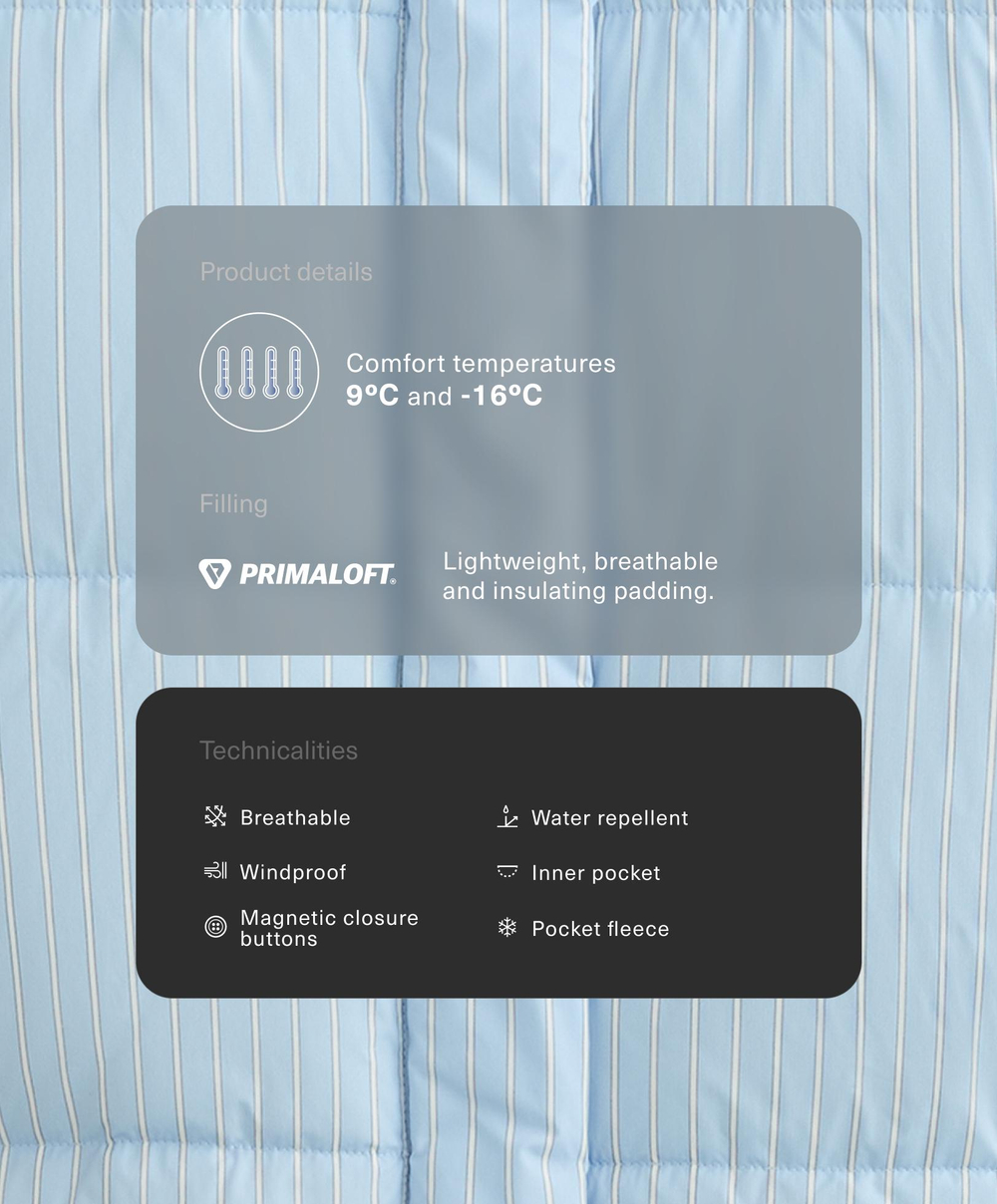 Oysho Утепленная водоотталкивающая куртка Primaloft®, голубой