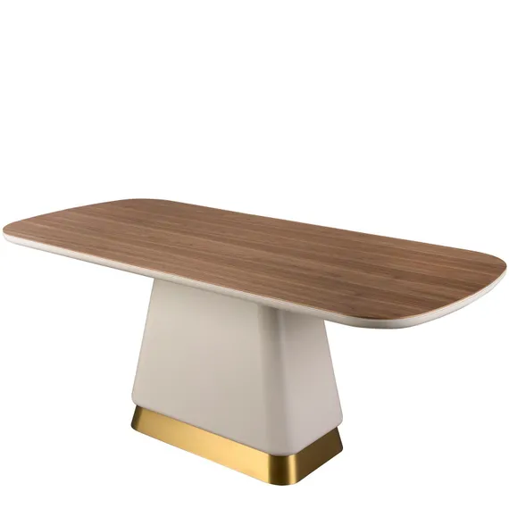 Обеденный стол Angel Cerda 1166, 200х95 см, орех, бежевая ножка с золотым основанием