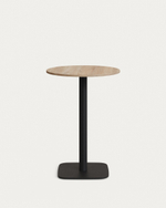 Dina Высокий круглый стол из меламина с натуральной отделкой и черной металлической ножкой  Ø60x96