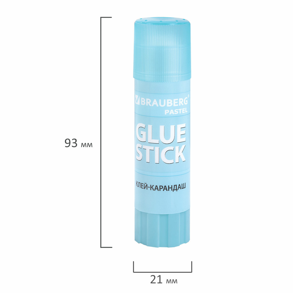 Клей-карандаш в пастельном корпусе BRAUBERG PASTEL, 15 г, PVP-основа, 5 штук, ассорти, 271249
