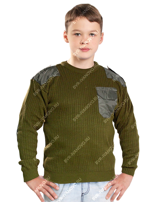 Свитер детский Олива круглый вырез