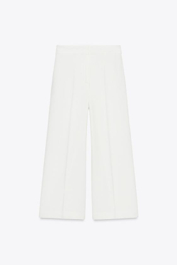 ZARA БРЮКИ-КЮЛОТЫ С ВЫСОКОЙ ПОСАДКОЙ, ЭКРЮ