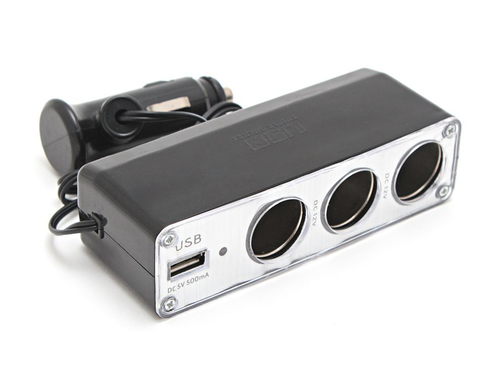 Разветвитель прикуривателя KSU-206 (3 гнезда, 1 USB 0.5А) KING KSU-206