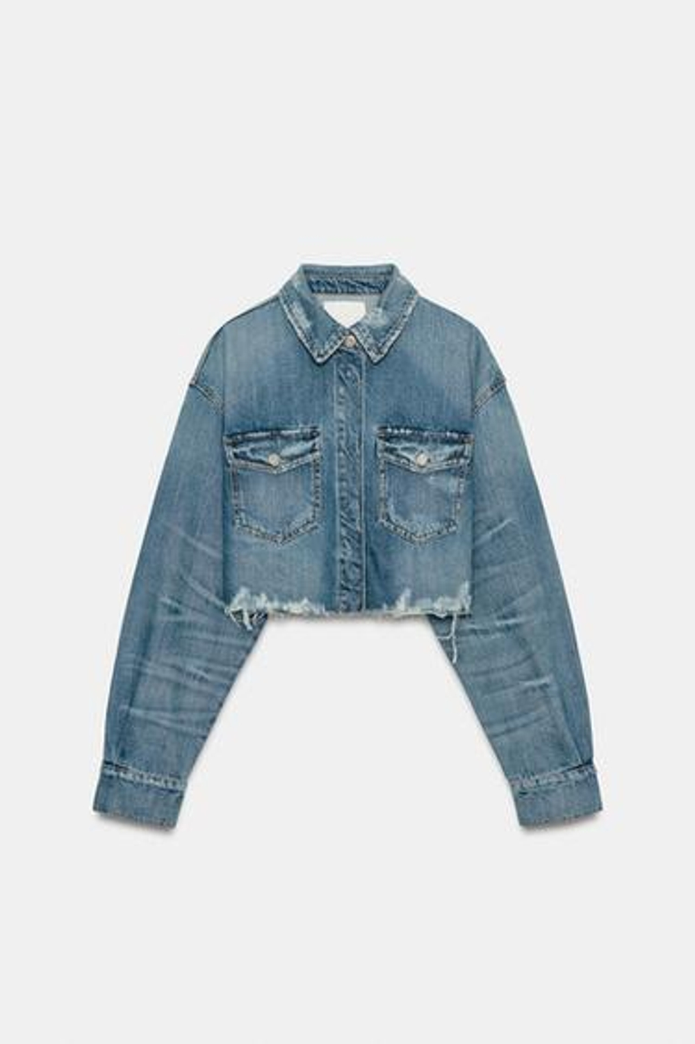 CROP ДЖИНСОВЫЙ ТОНКИЙ ПИДЖАК TRF - ZARA