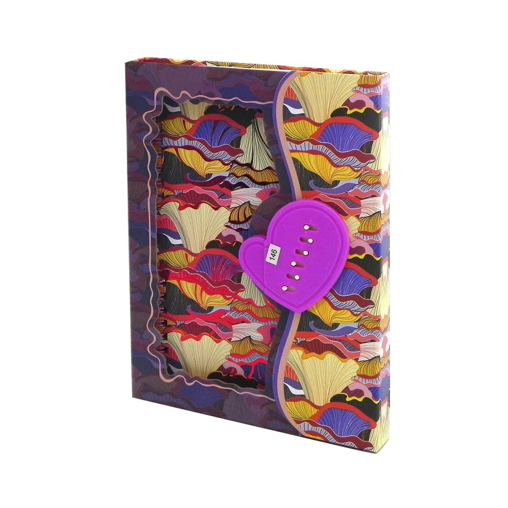 Блокнот в футляре 15,0 см * 21,0 см , гребень, Alingar, ламинация, фольга, код. замочек, 40 л., линия, "Грибная поляна"