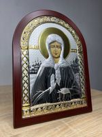 Матрона, икона арочная, красное дерево 206х275