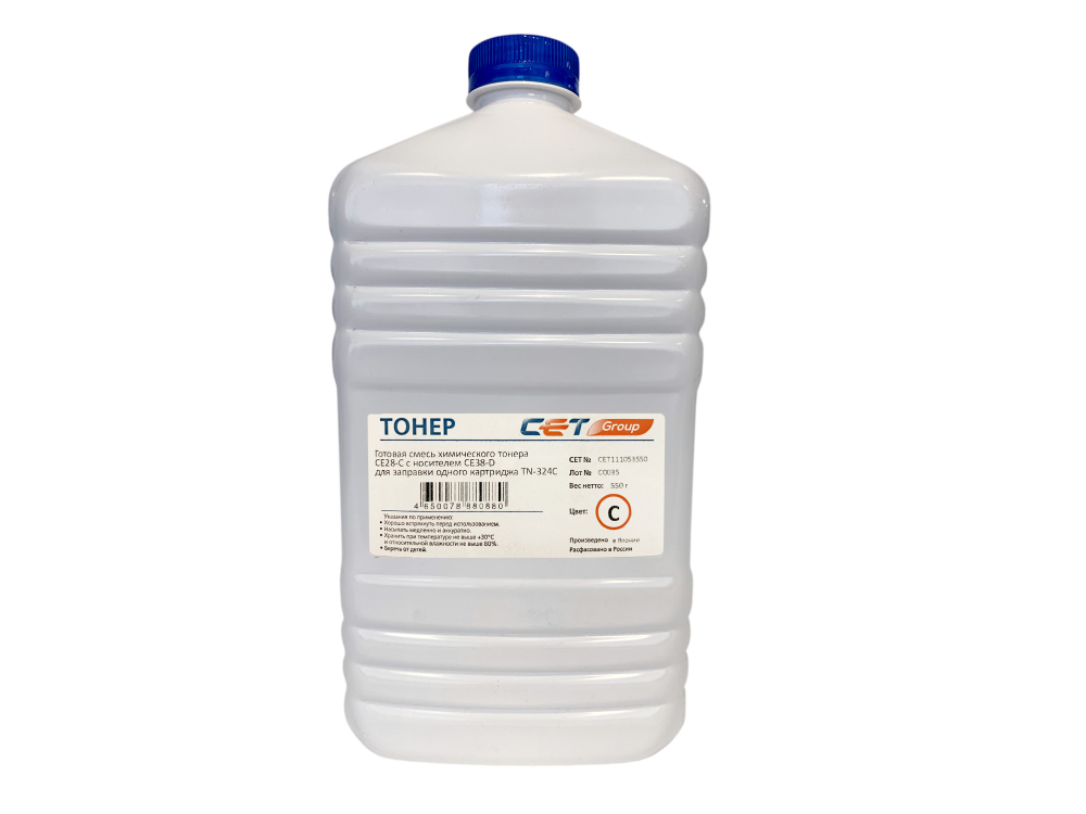 Тонер (CPT) + носитель CE28 TN-324C для KONICA MINOLTA Bizhub C258/308/368 (Japan) Cyan, 550г/бут, CET111053550