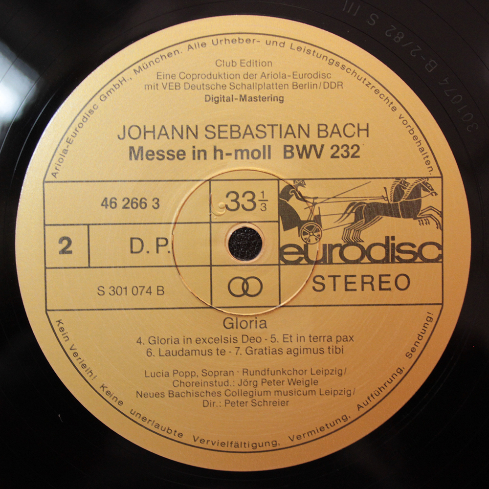 Peter Schreier, Popp, Watkinson, Adam, Buchner, Lorenz / Johann Sebastian Bach: Messe In H-moll BWV 232 (3LP)