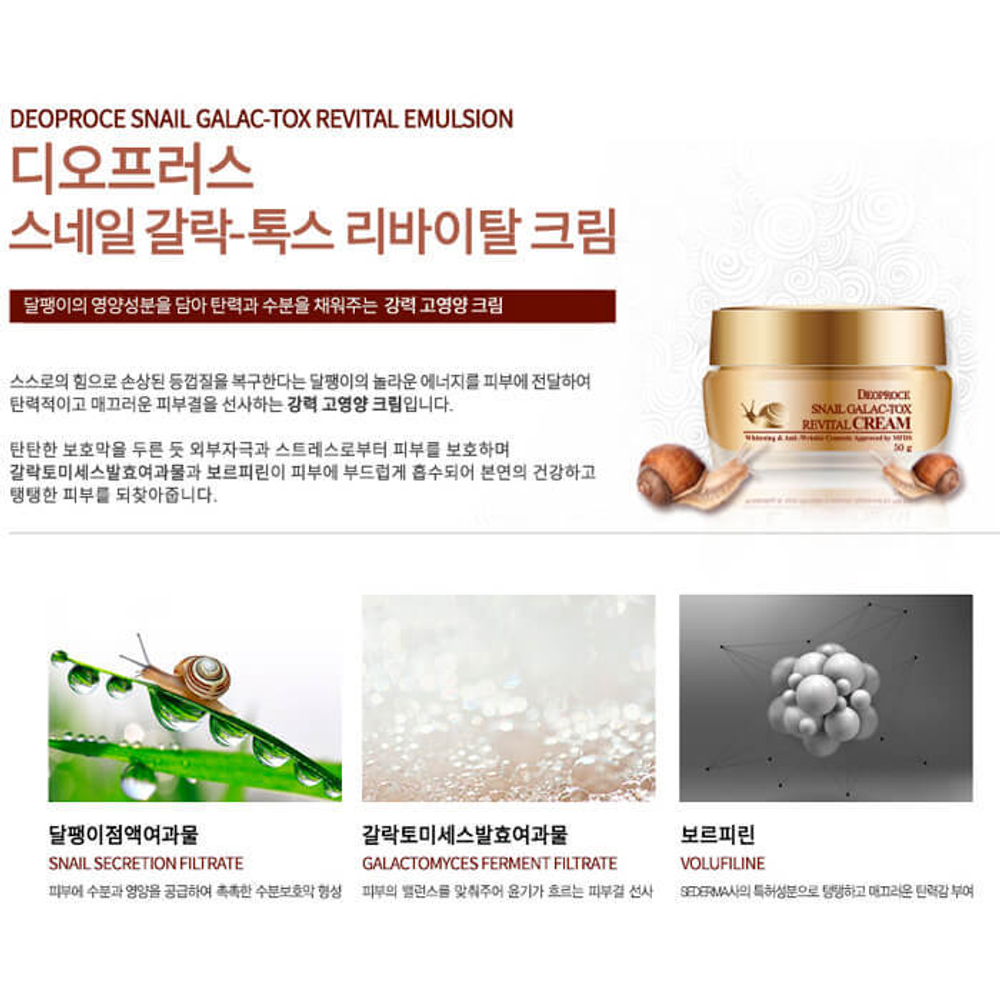 Deoproce Snail Galac-tox Revital Eye Cream крем для век антивозрастной с муцином улитки и галактомисис